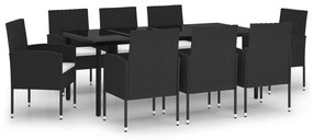 vidaXL 9 részes fekete kerti étkezőgarnitúra