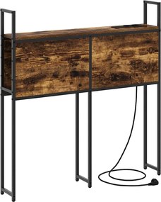 vidaXL Tárolós Fejtámla Töltő Állomással Füstölt tölgy 78 x 15 x 98 cm