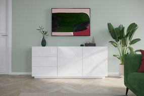 Asha komód 167 cm kétajtós fiókos - fehér magasfényű