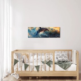 Kép - Delfin, illusztrációk (órával) (90x30 cm)