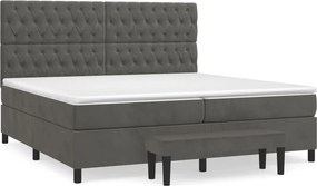 vidaXL sötétszürke bársony rugós ágy matraccal 200x200 cm