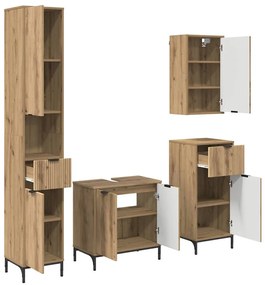 Fürdőszoba bútor szett fiókkal Artisan tölgy Műanyag fa, fém