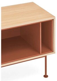 Yoko téglavörös TV-állvány tölgyfa dekorral - Teulat