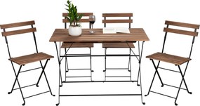 Kerti szett 1+4, akác/fekete, SEDAN TYP 2