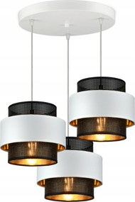 Függő lámpa Csillár Glamour Fehér Fekete Arany