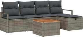 vidaXL Kerti Kanapé Szett párnával tárolóval 6 pcs Szürke polirattan