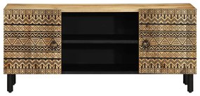 fekete tömör nyers mangófa TV-szekrény 105 x 33,5 x 46 cm