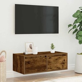 TV szekrény LED világítással füstölt tölgy 75x35,5x25 cm