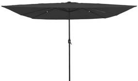 Négyzet Kert Napernyő LED Fénnyel 295x245 cm Antracit