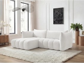 Fehér buklé sarokkanapé (bal oldali-heverő résszel) Azra – Bobochic Paris