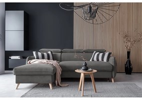 Sötétszürke bársony kinyitható sarokkanapé (bal oldali) Sweet Harmony – Miuform