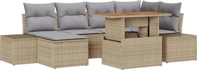 vidaXL Kert étkező szett párnával 7 pcs Barna és szürke