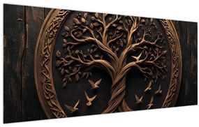 Kép – Fából készült életfa (120x50 cm)