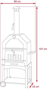 ITALIA Multifunkciós kerti grill, füstölő, pizzakemence