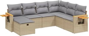 vidaXL 7 részes vegyes bézs polyrattan kerti ülőgarnitúra párnákkal