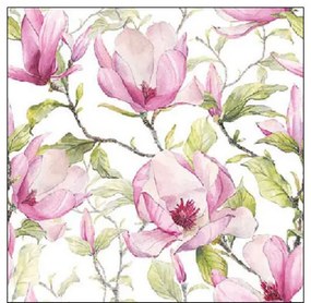Magnólia virágos papírszalvéta 25x25 cm Blooming magnolia