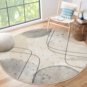Bézs mosható kerek szőnyeg ø 120 cm Simple Lines – Mila Home