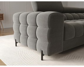 Szürkésbarna bársony kinyitható-tárolóhelyes sarokkanapé (jobb oldali-heverő résszel) Felro – ELTAP