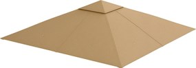 Outsunny Pavilon Napernyő Kerthez kb. 3 x 3 m, vízlepergető, csere napernyő, pavilon takaró, napvédelem, 8 vízelvezető nyílás, Poliészter, Bézs | Aoso