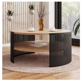 Kávésasztal FIKOLI 40x75 cm fekete/arany tölgy