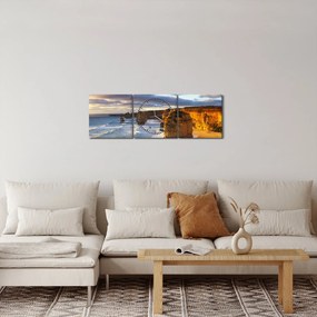 A tengeri sziklák képe (órával) (90x30 cm)