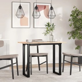 Tömör fenyőfa és acél étkezőasztal O-vázzal 100x50x75 cm