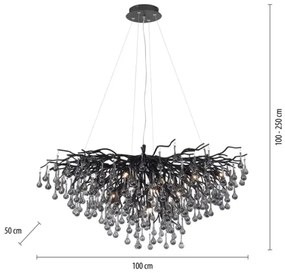Paul Neuhaus 2192-18 - Kábeles csillár ICICLE 10xG9/40W/230V 50x100 cm fekete