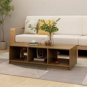Mézbarna tömör fenyőfa dohányzóasztal 110 x 50 x 34 cm