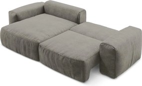 Szürke zsenília kinyitható sarokkanapé (bal oldali-heverő résszel) Kuki – Makamii