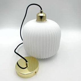 Csillár zsinóron HARMA 1xE27/15W/230V átm. 20 cm fehér/arany