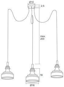 Argon 1354 - LED Csillár zsinóron TULUZA 3xLED/5W/230V