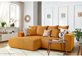 Okkersárga bársony sarokkanapé Enjoy – Bobochic Paris