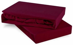 EMI bordó 100% pamutjersey gumis lepedő, 200x220-as lap