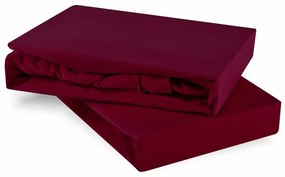EMI bordó 100% pamutjersey gumis lepedő, 90x200-as lap