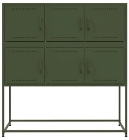 olívazöld acél tálalószekrény 100,5 x 39 x 107 cm