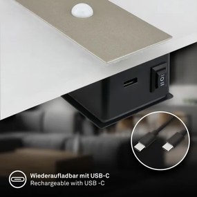 Briloner 3888012 - AURA tölthető fali LED-lámpa érzékelővel LED/2,5W/5V 1800 mAh matt