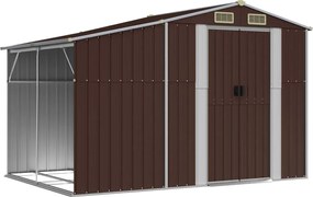 vidaXL barna horganyzott acél kerti fészer 277 x 192,5 x 179 cm