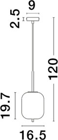 NOVA LUCE 9624097 LATO Egyágú Függesztett Lámpa Üveg E14 IP20