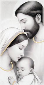 Fára festett Szent Család kép 24.2x47.5 cm Cikkszám: ES05193803D