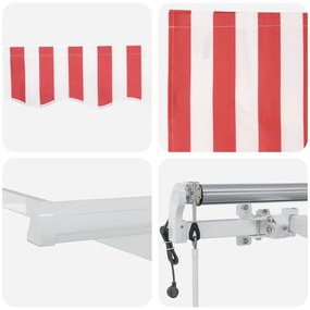 Automatikus Behúzható Napellenző Piros és Fehér 300x250 cm