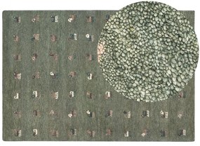 Zöld gabbeh gyapjúszőnyeg 160 x 230 cm KIZARLI Beliani
