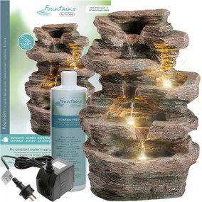 Kerti szökőkút Vízesés kő fali Led zuhatag 39cm Folyadék