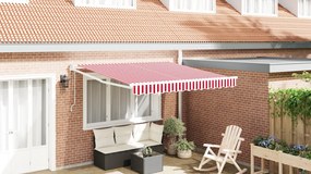Automatikus behúzható napellenző Piros és fehér csík 300x250 cm