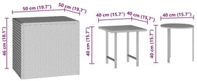 3 db barna polyrattan kerti kisasztal