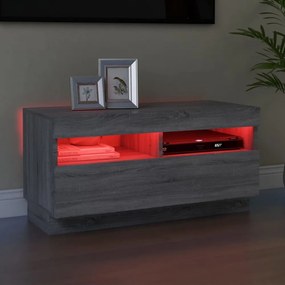 szürke sonoma TV-szekrény LED világítással 80 x 35 x 40 cm