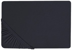 Fekete pamut gumis lepedő 140 x 200 cm JANBU Beliani