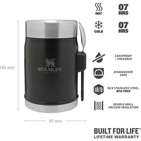Fekete rozsdamentes acél ételtartó termosz 400 ml Legendary Classic Black – Stanley