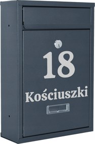 Gustav postaláda antracit felirattal