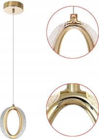 Modern Arany Függő Lámpa Kristály Led Fém Akril Szimpla