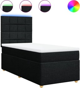 vidaXL fekete szövet rugós ágy matraccal 100 x 200 cm